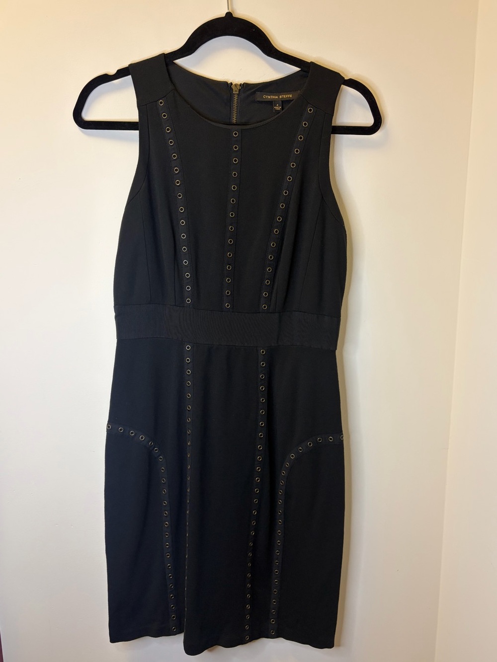 Cynthia Steffe Natalia Grommet Ponte Knit Black Tank Dress Size 4